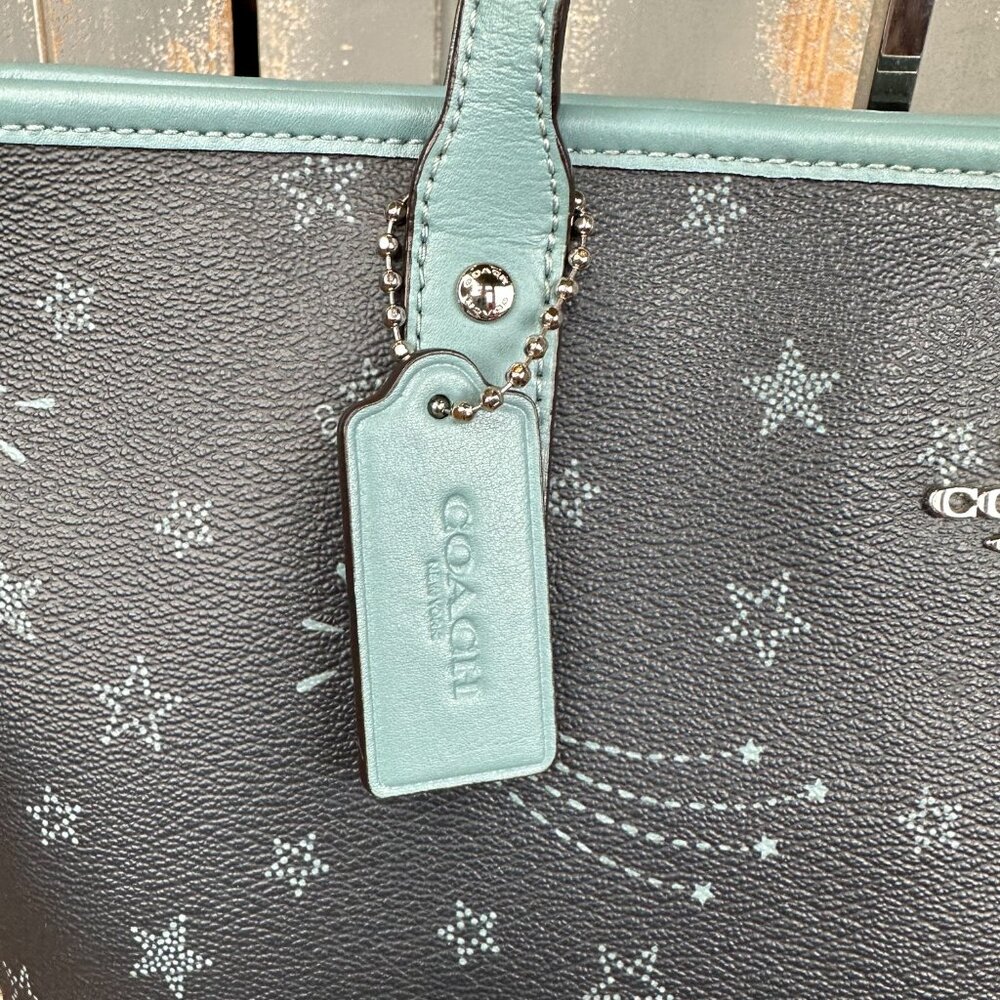 Coach Black Tote with Light Blue Star Print - Picture 4 of 16